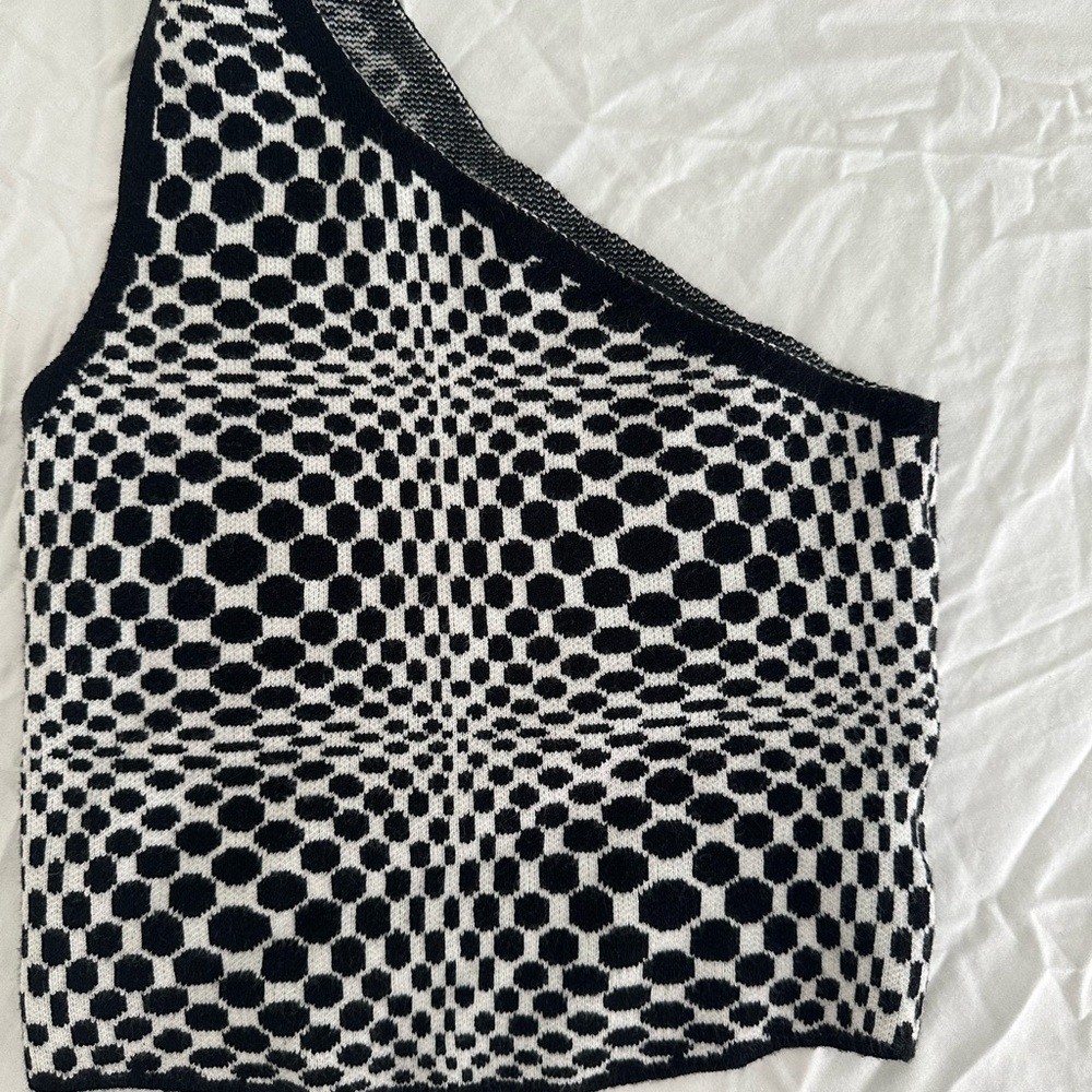 Princess Polly Black and White Geometric Crop Top